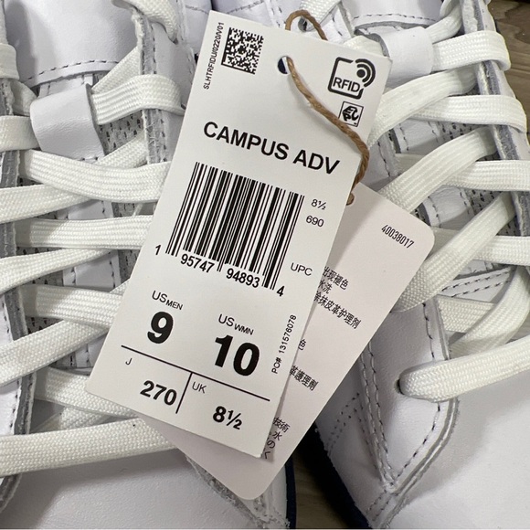 Adidas Campus ADV Mirrored Lines White Navy Blue Shoes Men's Size 9 HP9104 NWOB - Picture 5 of 6